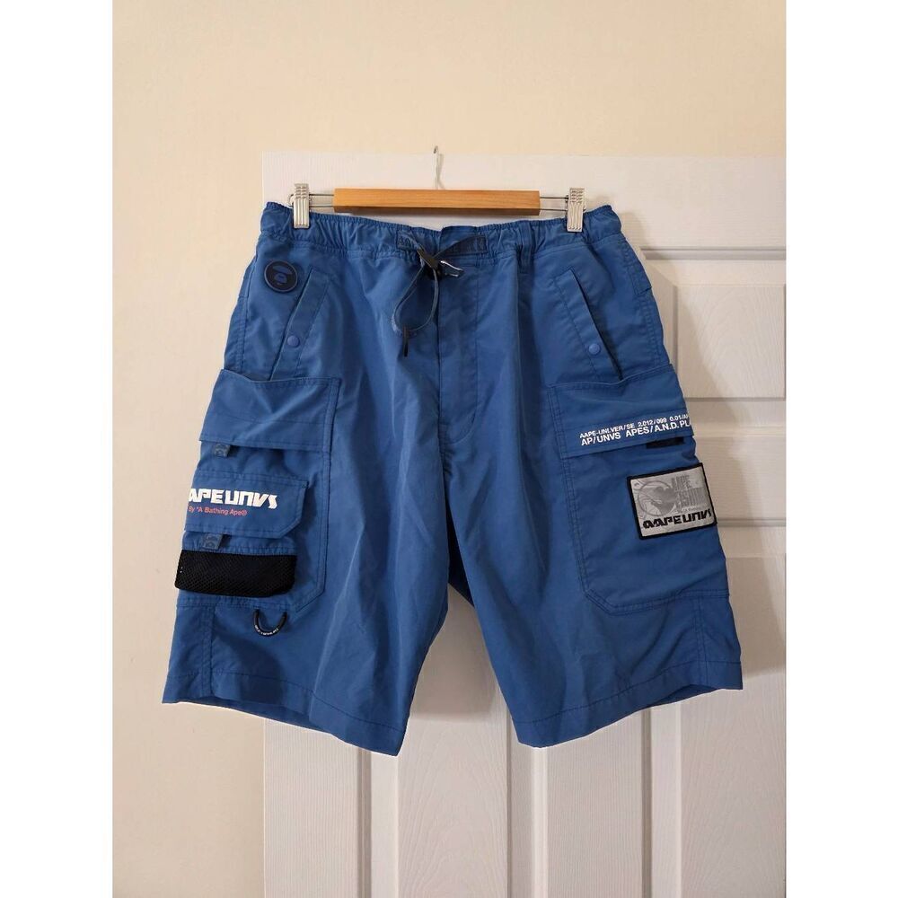 A BATHING APE WOVEN SHORTS Pants Blue L